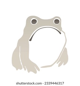 A frog is sitting on the ground. After a painting in the Japanese illustrated book Maika gafu, published 1814, in the Edo period. Colored illustration, isolated, on white background. Vector.