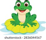 The frog is sitting on the leaf vector clipart illustration for education
