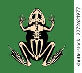 Frog skeleton. Vector illustration in a flat, cartoon style. Suitable for post prints, fabric design