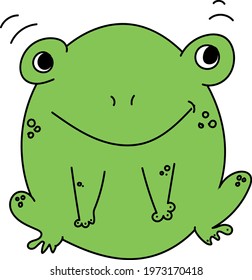 Frog smiling cartoon freehand image vector illustration