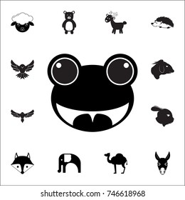frog smiling face icon. Set of animal icons. You can use in web or app icons on white background