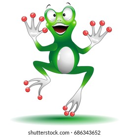 Frog Smiling Happy and Jumping