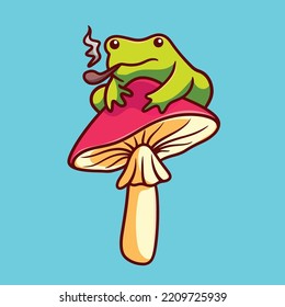 Frog Smokin Above Mushroom