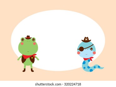 frog   snake friend tag vector