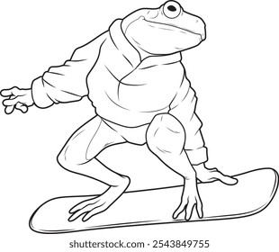 Frog Snowboard Winter sports Animal Vector Graphic Art Illustration