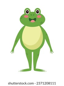 Frosch stehende Cartoon-Illustration einzeln