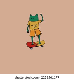 frog standing skate board
