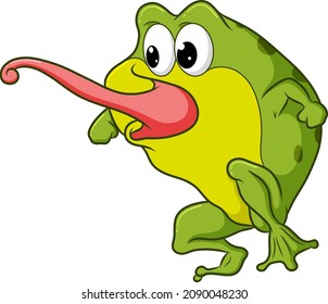 The frog sticks out its long tongue of illustration
