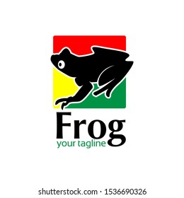 Frog stock logo. flat design. Frog silhouette. Vector Illustration on white background