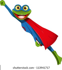 frog superhero in a mask and a blue cape