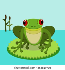 Frog in the swamp in vector