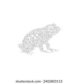 The frog symbol filled with black dots. Pointillism style. Vector illustration on white background