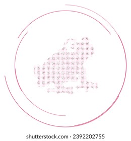 The frog symbol filled with pink dots. Pointillism style. Vector illustration on white background