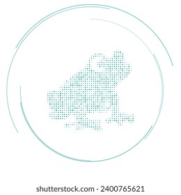 The frog symbol filled with teal dots. Pointillism style. Vector illustration on white background