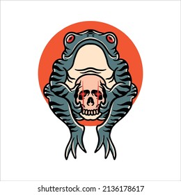 frog tattoo illustration vector design