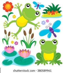 Frog thematic set 1 - eps10 vector illustration.