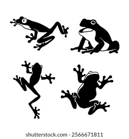 frog toad river animal silhouette set collection