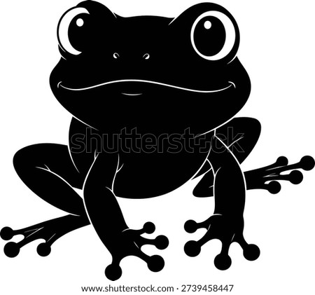 Frog Toad Silhouette Icon Cute Amphibian Sitting Pose Wildlife Animal Design
