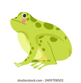 Sillaje de rana o de sapo, reptil acuático con manchas en la piel, naturaleza y naturaleza silvestre. Carácter anfibio aislado, zoología y criatura biológica que vive en el agua, animal salvaje. Vector de estilo plano