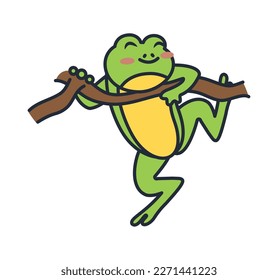 frog in tree branch character