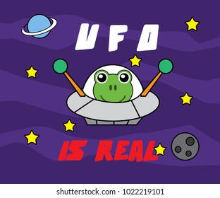 frog ufo alien funny cartoon design illustration