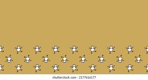 Frog Upside Down Topsy-turvy Frame Border Seamless Pattern. Vector illustration. Perfect for party, fashion, decoration, textile design, background, illustration, carpet, tiles and rug.