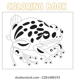 Frog vector coloring book for kids . Image , icon , photo and illustration coloring page for childrens .