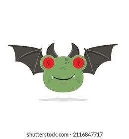 frog vector with a evil face and wing like a dracula, frog cartoon is suitable for logo, mascot, printing as stickers and more