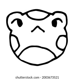 Frog vector graphics. A black and white image of a simple animal. For stickers, books, logos.