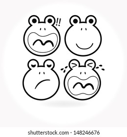 Frog vector icon and animal illustration
