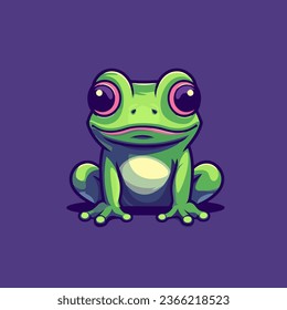 Frosch, Vektorsymbol. Cute Cartoon grüner Frosch. Vektorgrafik. Cartoon Logo-Mascot-Illustration