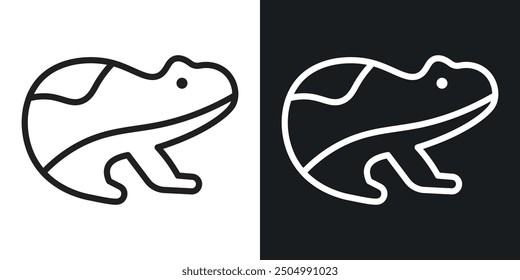 Frog vector icon set black and white filled and outlined style.