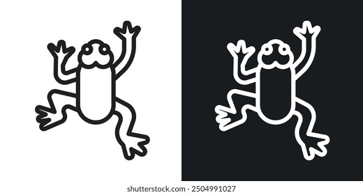 Frog vector icon set black and white filled and outlined style.