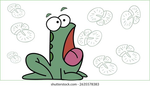 Frog vector illustration in EPS format. Cute, green, cartoon style, perfect for prints, stickers, decoration, or digital projects.