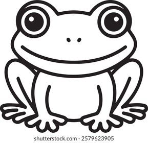 Frog Vector Illustration in Pen and Ink Isolated on White
