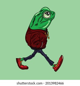 Frog Vector Illustration-Frog Dressing Fashion Illustration