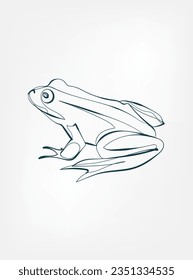 frog vector line art animal wild life single one line hand drawn illustration isolated