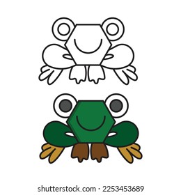 frog vector line and color logo icon. simple elegant flat illustration style. good for cartoon, logo, art, graphic, nature, wildlife, isolated, frog, amphibian, etc.