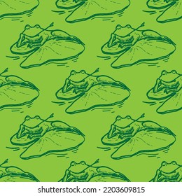 Frog vector seamless pattern for print or web design