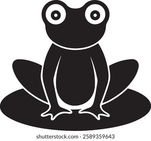 Frog vector silhouette design. black on a white background