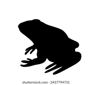 Ilustración de la silueta del vector de la rana aislada sobre fondo blanco. Símbolo animal, zoología de los anfibios. Forma de sombra de rana.