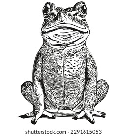 frog  vintage illustration  black   white vector art toad
