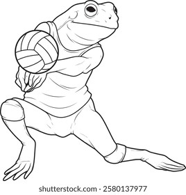 Frog Volleyball player Volleyball Animal Vector Graphic Art Illustration