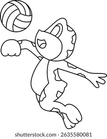 Frog Volleyball player Volleyball Animal Vector Graphic Art Illustration