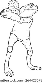 Frog Volleyball player Volleyball Animal Vector Graphic Art Illustration