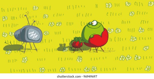 Frog Watching Television