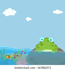 a frog and a water in pond