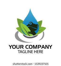 Frog and water stock logo, Vector Illustration on white background