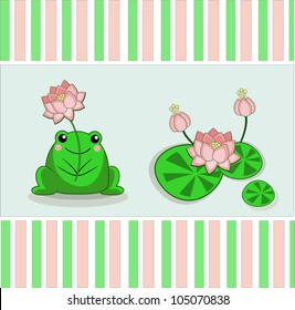 frog with a water-lily