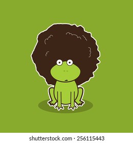 A frog is wearing an afro hair. Vector Illustration